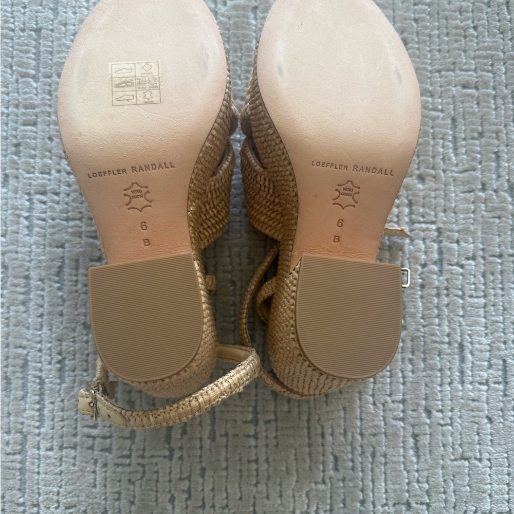Loeffler Randall Woven Straw Platform Slingback Heels - Tan - Picture 3 of 3
